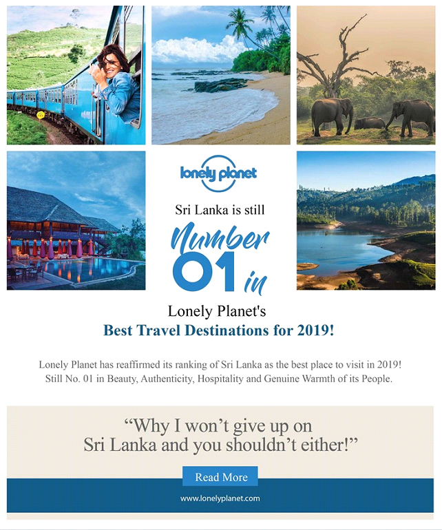 Lonely Planet has reaffirmed that Sri Lanka is still their Number